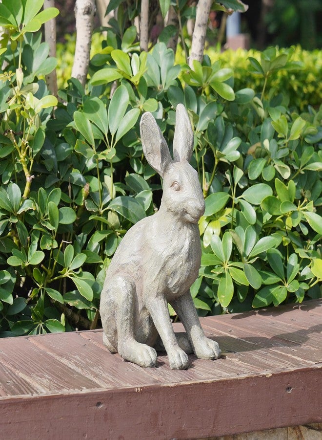 DiliComing Grey Resin Rabbit Garden Statue - 12 Inch Large Garden Statues for Home Yard Decor Garden Statues for Outside Balcony Bunny Decor for Garden Gifts - Image 5